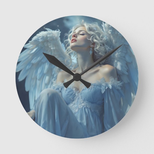 Skybunden tystnad: Angel från Midnight Veil Rund Klocka (Framsida)