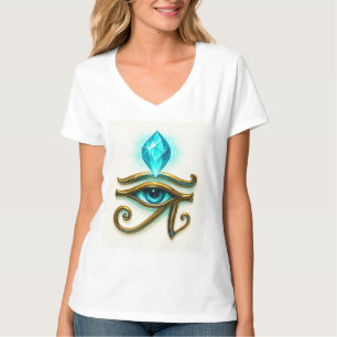 Skydd mot cancer: Horus Öga med ljusblå kryss T Shirt