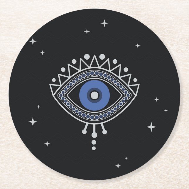 Skydd mot dålig energi från Blå öga Underlägg Papper Rund (Framsidan)