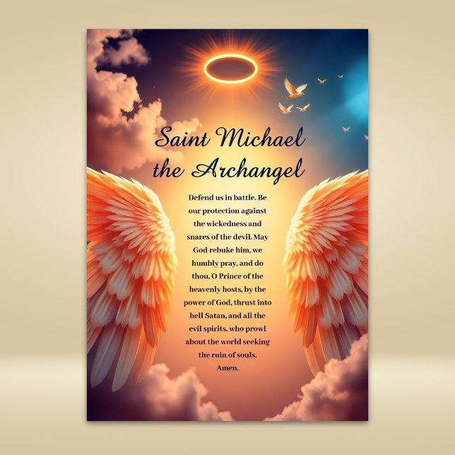 Skydd och styrka St. Michael Prayer Card (Saint Michael the Archangel Prayer Card Heavenly Protection and Strength)