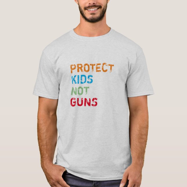 Skydda barn. Inte pistoler färg fattig grunge T Shirt (Framsida)