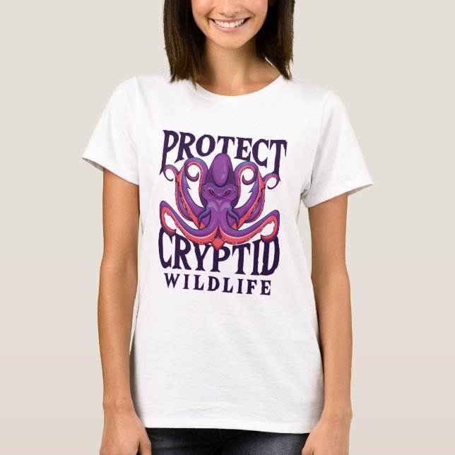 Skydda Cryptid Wildlife Cryptozoology T Shirt (Framsida)