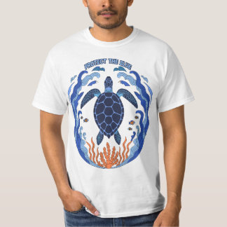 Skydda Den Blå Havssköldpadda Oceanen Bevarande T- T Shirt