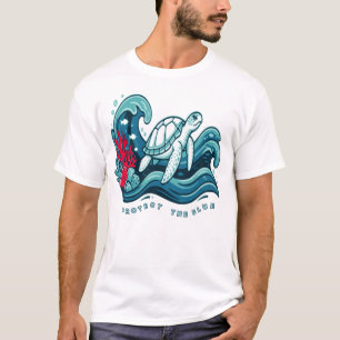 Skydda Den Blå Havssköldpadda Oceanen Bevarande T- T Shirt