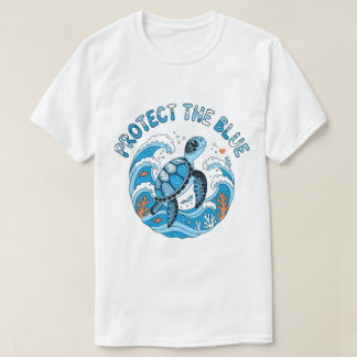 Skydda Den Blå Havssköldpadda Oceanen Bevarande T- T Shirt