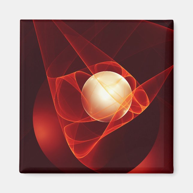 Skydda dig, Modern Abstrakt Red Fractal Art Magnet (Framsidan)