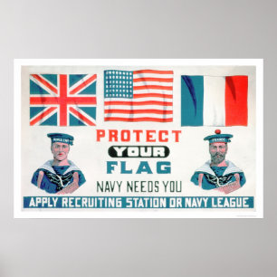 Skydda din flagga - marinen behöver dig (US02143) Poster