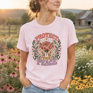 Skydda Din Fred | Mindfull Självomsorg Blommig T Shirt