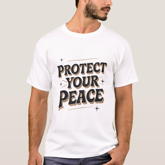 Skydda Din Fred Retro Groovy Typografi T Shirt (Framsida)