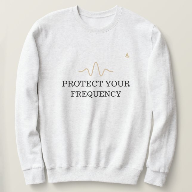SKYDDA DIN FREKvens – Minimal Guld Våg Energi Lång Ärmad Tröja (Design framsida)