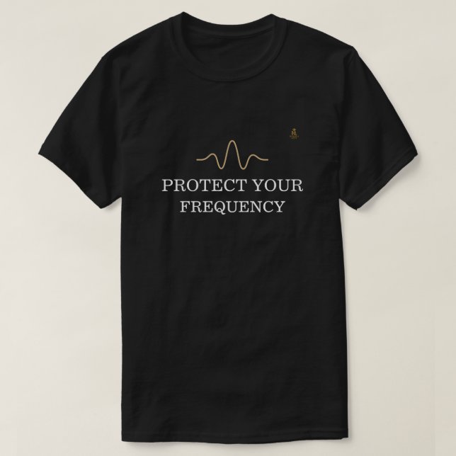 SKYDDA DIN FREKVENS – Minimal Guldvåg Energi  T Shirt (Design framsida)