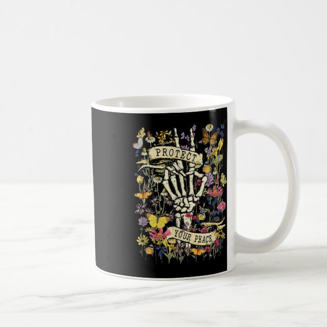 Skydda Din Frid Retro Vildblomma Mental Hälsa  Kaffemugg (Höger)