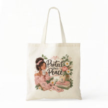 Skydda Din Frid Självomsorg Blommig Totebag