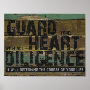 Skydda din hjärtsaktsamhet Proverbs 4:23 Bibel Poster
