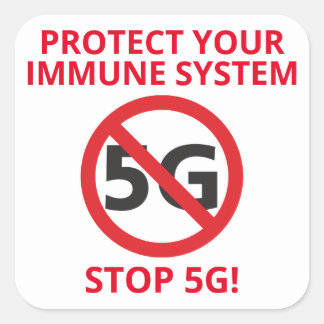 Skydda din immunsymbol, stopp 5 G Fyrkantigt Klistermärke