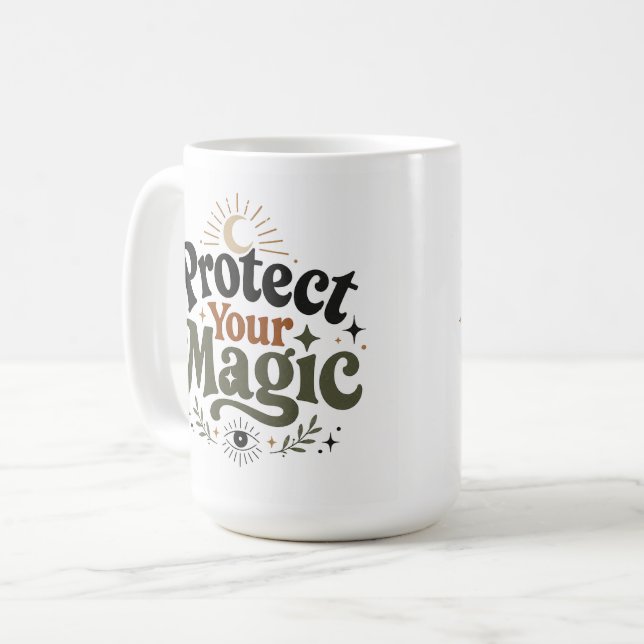 Skydda Din Magi Retro Boho Kaffe Mugg (Framsida vänster)