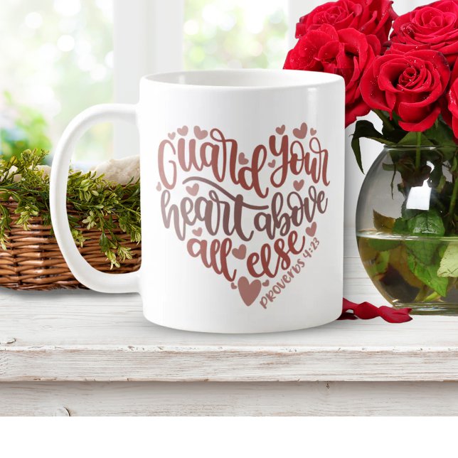 Skydda ditt hjärta | Bärbar bibel verse-gåva Kaffemugg (Guard Your Heart | Lovely Design Bible Verse Gift Coffee Mug)