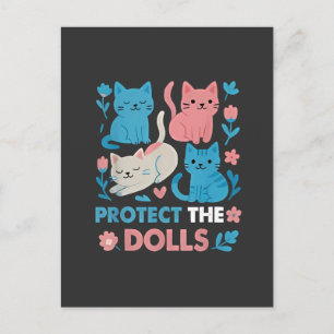 Skydda Dolls Equality Trans HBT-katter Älskare Meddelande Vykort