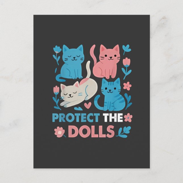 Skydda Dolls Equality Trans HBT-katter Älskare Meddelande Vykort (Framsida)