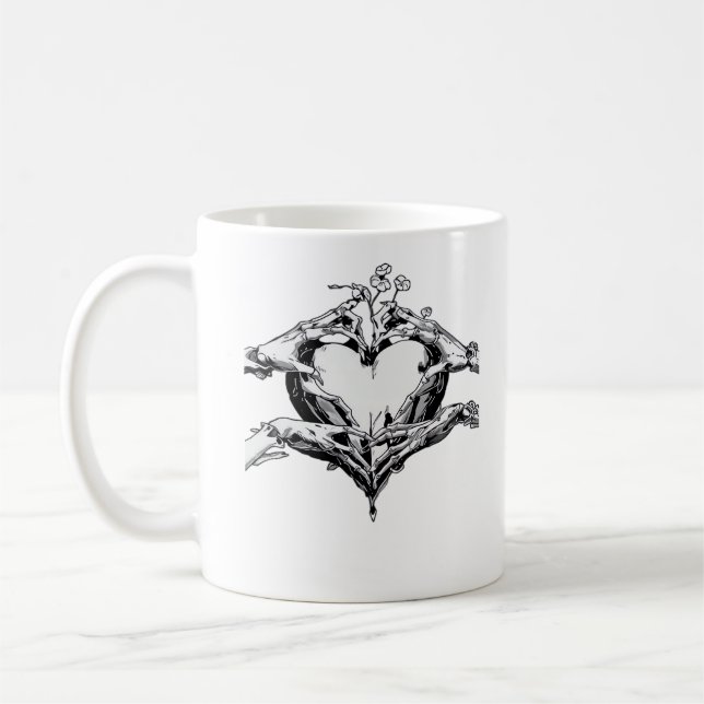 Skydda ett hjärta - Skeleton Hand Heart Kaffemugg (Vänster)