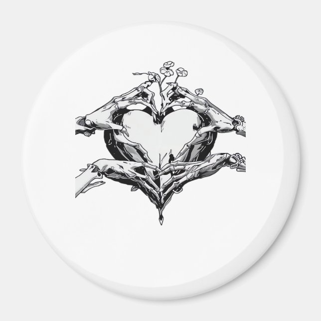 Skydda ett hjärta - Skeleton Hand Heart Magnet (Framsidan)