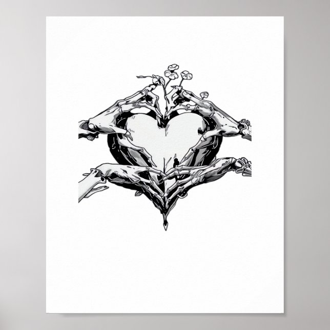 Skydda ett hjärta - Skeleton Hand Heart Poster (Framsidan)