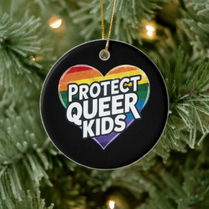 Skydda HBTQ-barn Regnbågs hjärta HBTQ-stolthet Julgransprydnad Keramik