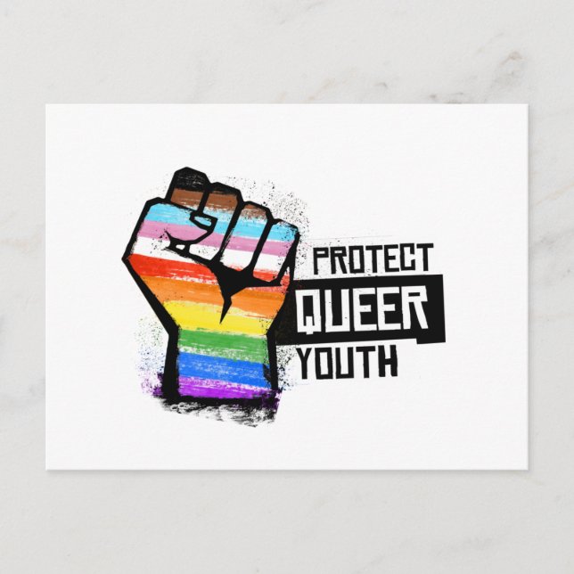 Skydda HBTQ-ungdomar - Progress Pride Fist Vykort (Framsida)