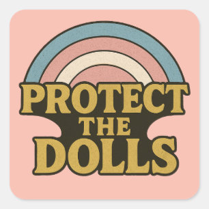 Skydda illustrationen av Flagga Dolls Trans Fyrkantigt Klistermärke
