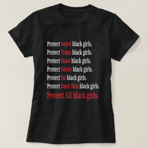 Skydda Konstig Trans Nerdy Mörk Skin Black Girl T Shirt