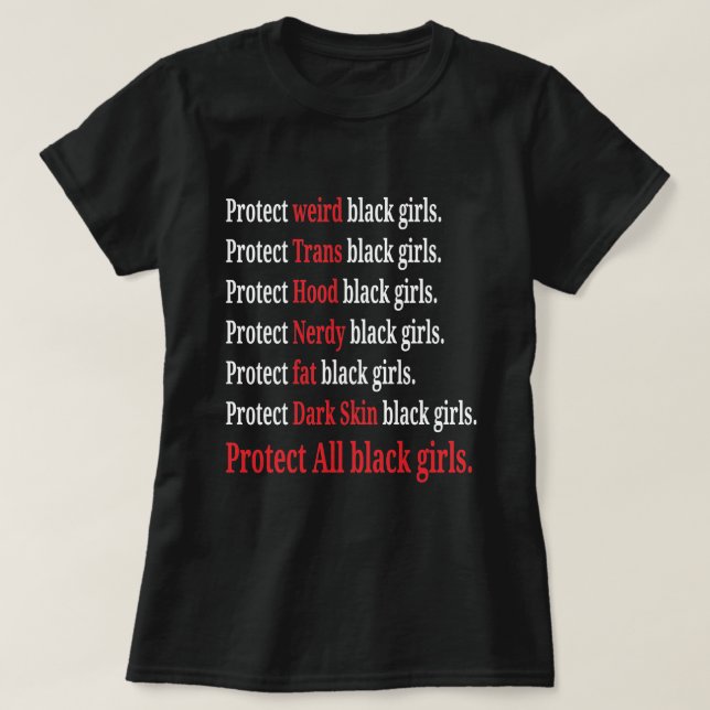 Skydda Konstig Trans Nerdy Mörk Skin Black Girl   T Shirt (Design framsida)
