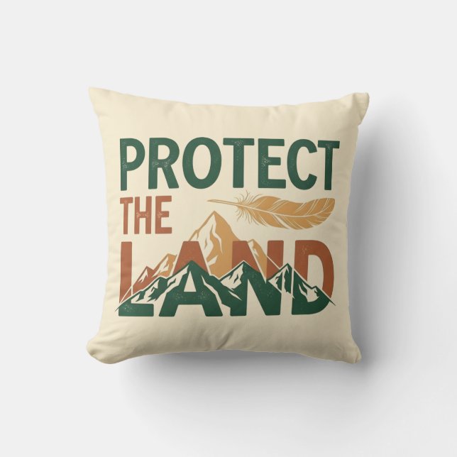 "Skydda Landet" Berg med Fjäder  Kudde (Framsida)