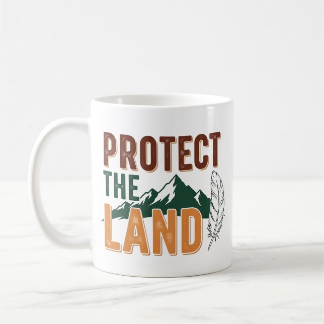 "Skydda Marken" Miljövänlig Bergsnatur Kaffemugg (Vänster)