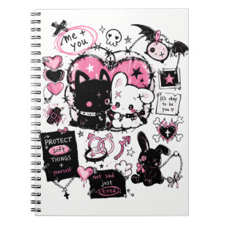 Skydda mjuka saker Pastell Goth Anime Anteckningsbok
