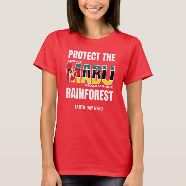 Skydda MOUNT MABU RAINFOREST Moçambique Flagga T Shirt (Framsida)