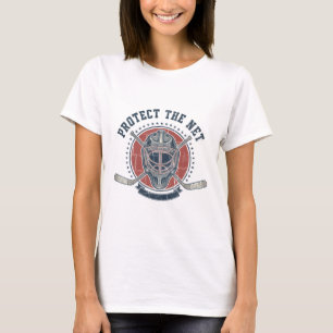 Skydda Nätet Hockeyälskare Puck Design T Shirt