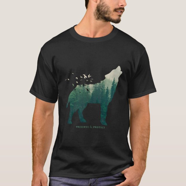 Skydda nationalparkens Varg T Shirt (Framsida)