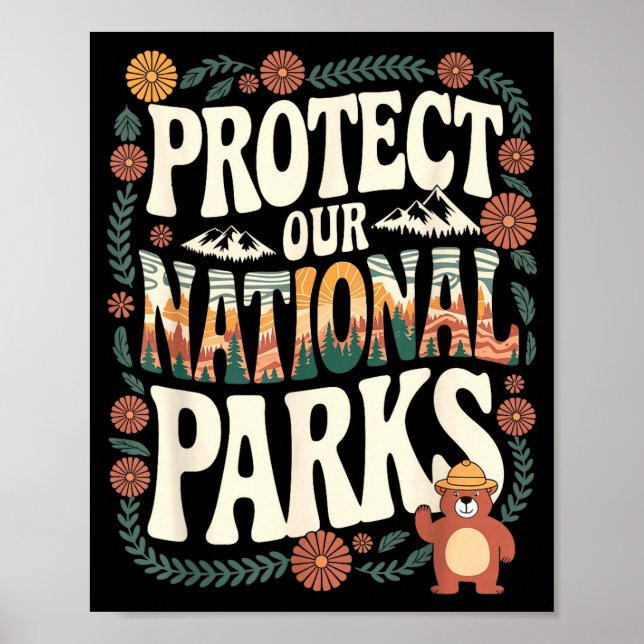 Skydda nationalparker retro fiske natur poster (Framsidan)