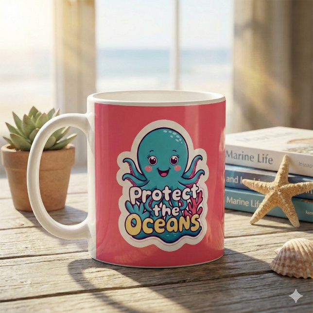 Skydda Oceans Octopus Mugg (This adorable octopus, "Protect the oceans" would make a great gift! )