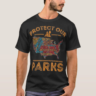 Skydda Parker nationalpark Karta som anfaller USA T Shirt