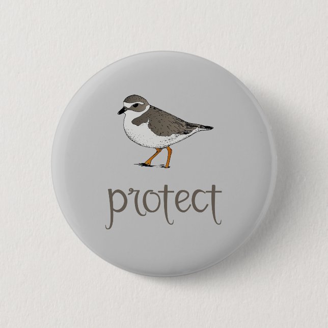 Skydda Piping Plover-fågeln Knapp (Framsida)