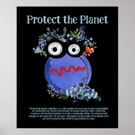 SKYDDA PLANET SPARA EARTH Cute Art Poster