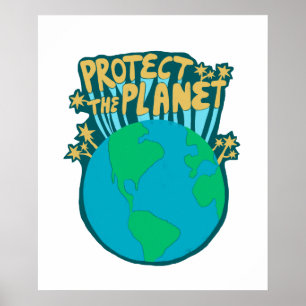 SKYDDA PLANETS SPARA EARTH Eco Grönt Art Poster