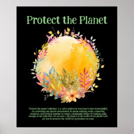 SKYDDA PLANETS SPARA EARTH Eco Grönt Art Poster