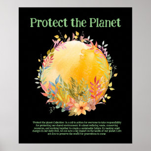 SKYDDA PLANETS SPARA EARTH Eco Grönt Art Poster