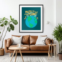 SKYDDA PLANETS SPARA EARTH Eco Grönt Art
