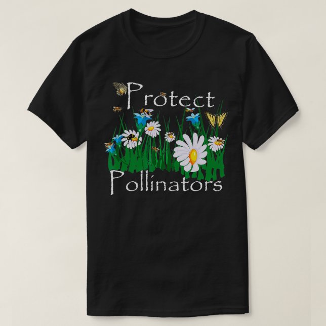 Skydda pollinatorer Bees Butterflies Flowers Botan T Shirt (Design framsida)
