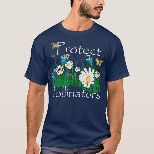 Skydda pollinerare Bees Butterflies Flowers T Shirt (Framsida)