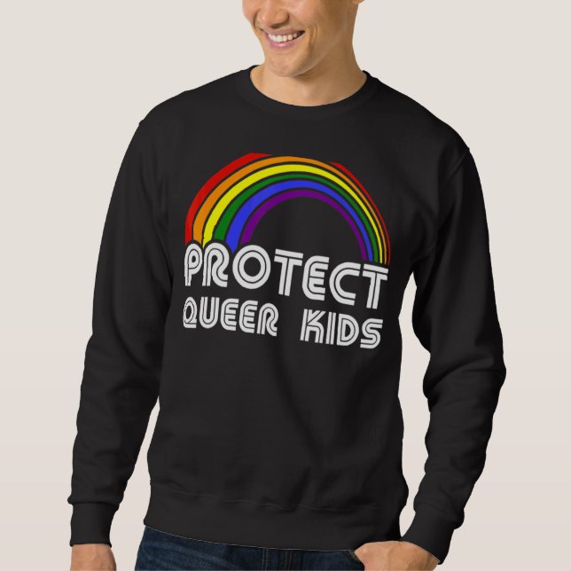 Skydda Queer Kids Lgbt Awareness Gay Lesbisk Prid Lång Ärmad Tröja (Framsida)