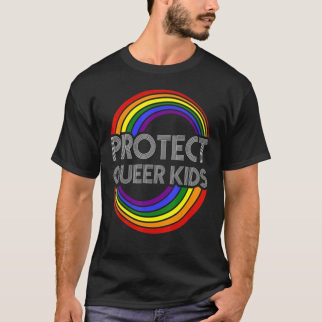 Skydda Queer Kids Lgbt Awareness Gay Lesbisk Prid T Shirt (Framsida)